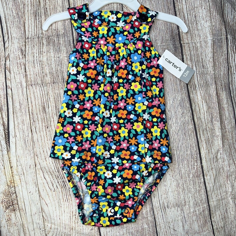 Carters 12 Months Baby Girl Floral Romper Bodysuit NEW One Piece